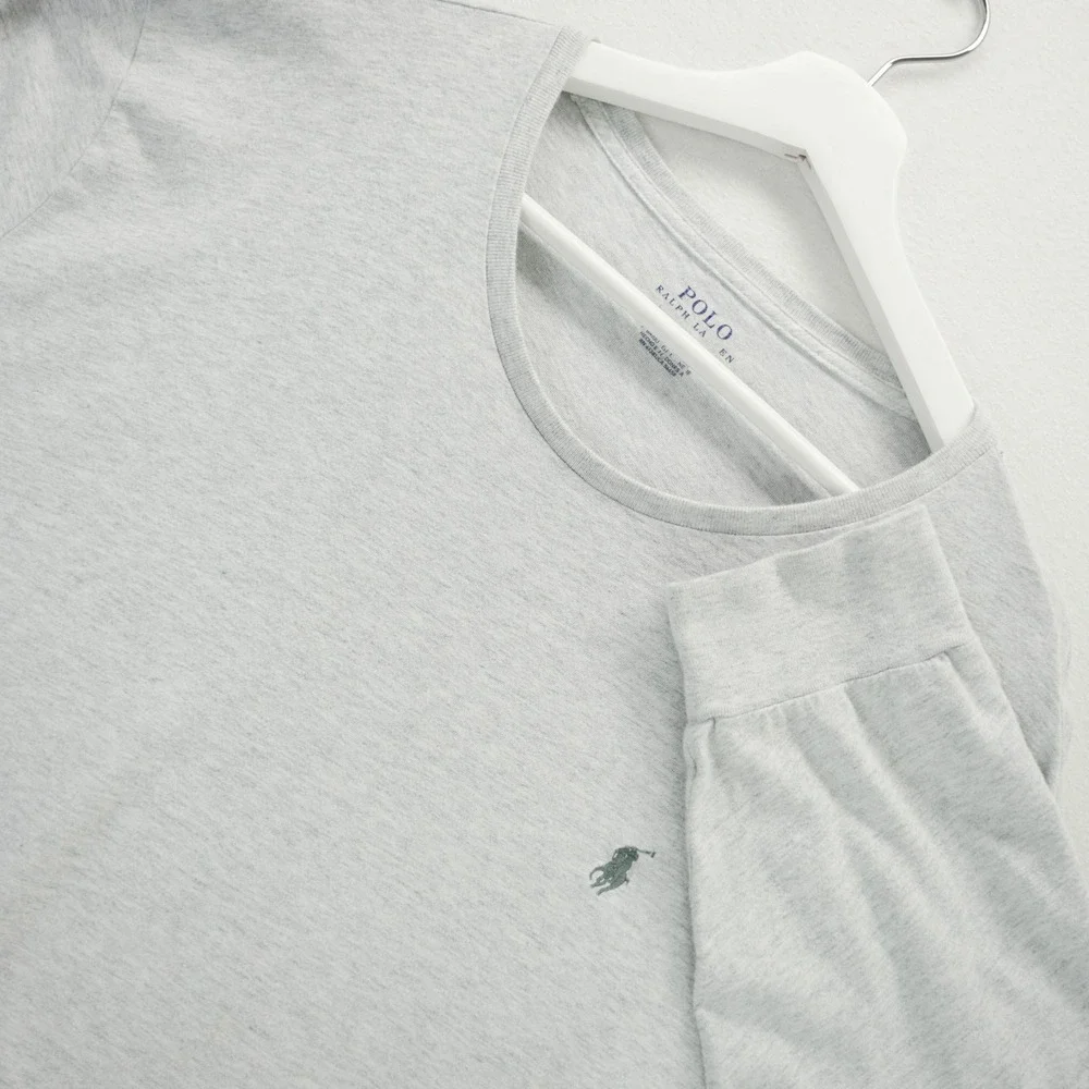 Polo Ralph‎ Lauren Mens 2XL Long Sleeve T-Shirt Heather Grey Pony Logo Crew Neck